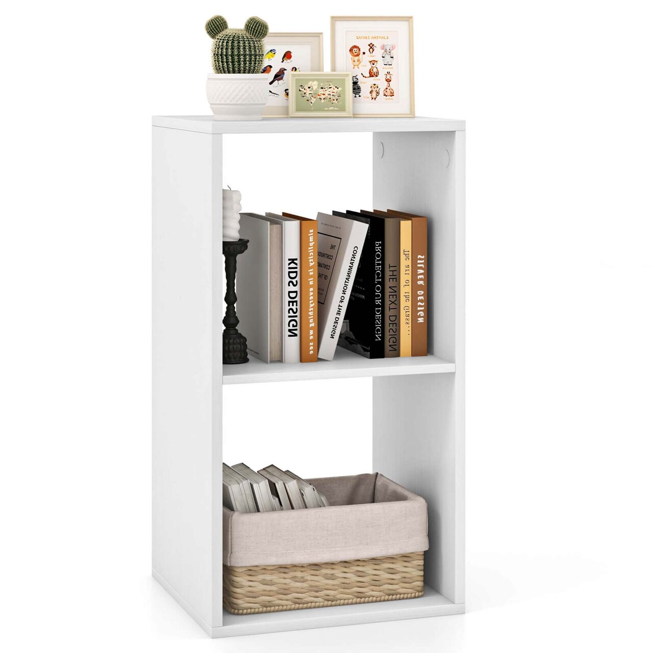 Costway 2/3-Cube Bookcase Open Back Bookshelf with Anti-tip Kit Modern Style Organizer